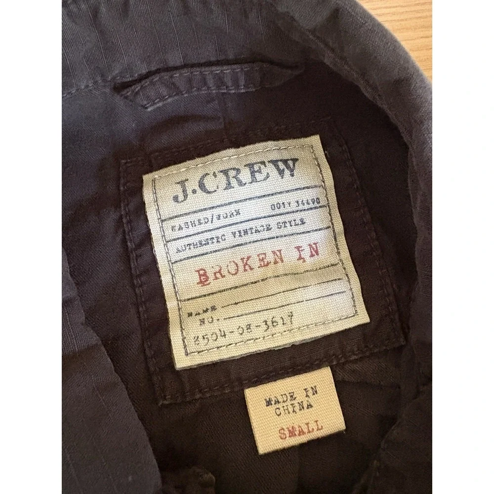 J Crew Mens Broken In Field Military Utility Coat Jacket Small Black Outdoors